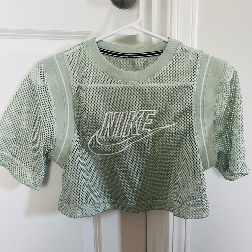 Nike Light Green Mesh Crop Top - Picture 2 of 2